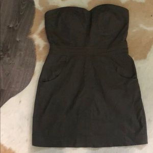 Olive Green Linen Sweetheart Mini Dress